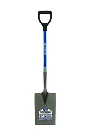 Seymour 49454 Garden Spade Shovel, 14 Gauge / 7" x 12" , Rear Rolled Step, Fiberglass Insert & PermaGrip, 27" Industrial Grade Fiberglass, Poly D Grip