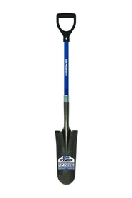 Seymour 49457 Drain Spade Shovel, 14 Gauge, 14" / Forward Turned Step, Fiberglass Insert & PermaGrip, 26" Industrial Grade Fiberglass, Poly D Grip