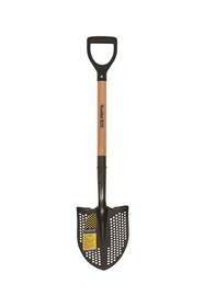 Toolite 49491 Round Point Shovel, 14 Gauge #2 / 9.5" x 11.5" , Forward Turned Step/ Perforated, Solid Steel Rivet, 29" Precision Lathe Turned Hardwood, Poly D Grip