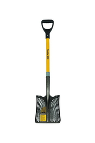 Toolite 49503 Square Point Shovel, 14 Gauge #2 / 9.5" x 11.5" , Forward Turned Step Perforated, Power Collar & Solid Steel Rivet, 29" Professional Grade Fiberglass, Poly D Grip