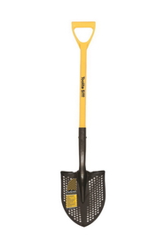 Toolite 49541 Round Point Shovel, 14 Gauge #2 / 9.5" x 11.5" , Forward Turned Step/ Perforated, Solid Steel Rivet, 29" Polymer with Fiberglass Core, Poly D Grip