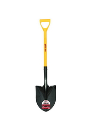 Kenyon 49641 Round Point Shovel, 16 Gauge #2 / 9.5" x 11.5" , Forward Turned Step, Solid Steel Rivet, 28" Polymer with Fiberglass Core, Poly D Grip