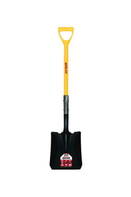 Kenyon 49662 Square Point Shovel, 14 Gauge #2 / 9.5" x 11.5" , Forward Turned Step, Double Solid Steel Rivet, 28" Polymer Jacket with Fiberglass Core, Poly D Grip
