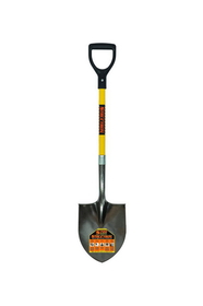 Structron 49731 Round Point Shovel, 14 Gauge #2 / 9.5" x 11.5" , Spring Steel Rear Rolled Step, PowerCore & PermaGrip, 29" Premium Fiberglass, Poly D Grip