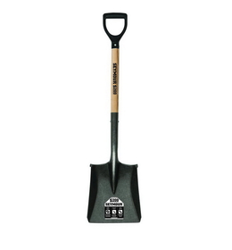 Seymour 49833 Square Point Shovel, 16 Gauge #2 / 8.6" x 10.5" , With Step, Solid Steel Rivet, 26" Contoured Hardwood with Clear Lacquer Finish, Poly D Grip