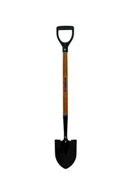 Seymour 60701 Floral Round Point Shovel, Tempered Steel, Forward Turned Step, 30" Hardwood, Poly D Grip