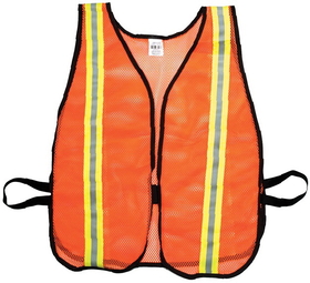Mutual Industries 16300-153-1500 Orange Soft Mesh Safety Vest - 1-1/2" Lime/Silver/Lime Reflective