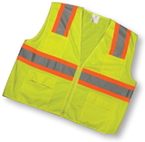 Mutual Industries Ansi Class 2 Lime Surveyor Vest With Pouch Pockets