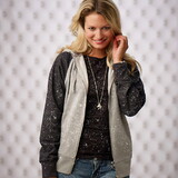 J.America 8868 Lds Glitter Contrast Zip Hoodie