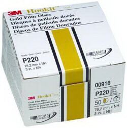 3M 0916 3" Gold Film Hookit 220Gr- 50/Bx