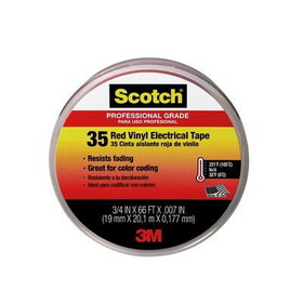 3M 3M10810 Electrical Tape .75"X66'X7 Mil Red