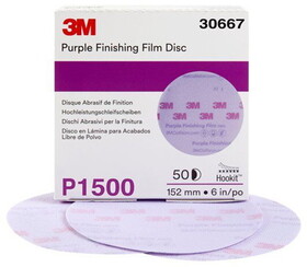 3M 3M30667 Purple Disc 6" P1500 Hookit 50/Bx