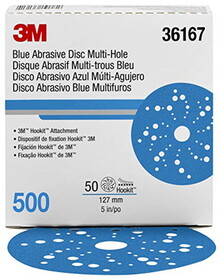 3M 3M36167 Hookit Blue Abrasive Discs 5" 500 Grit