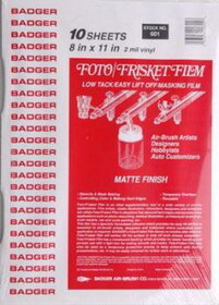 Badger Air-Brush BA601 (Matte) Film 10 Sheets Per Pk 8" X 11