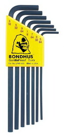 Bondhus 12132 Hex "L" Wrenches .050 To 5/32 8 Pc