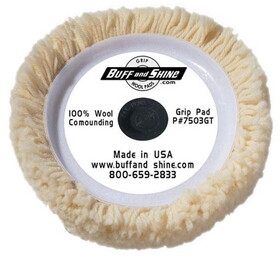 Buff and Shine F7503GT Cmpoundng Grip 7.5" X1.5" Wool Pad 4Ply