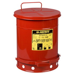 Justrite 09300 Oily Waste Can W/Foo Lever, 10 Gal. Red