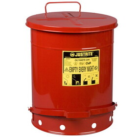 Justrite 09500 Oily Waste Can W/Foot Lever, 14 Gal. Red