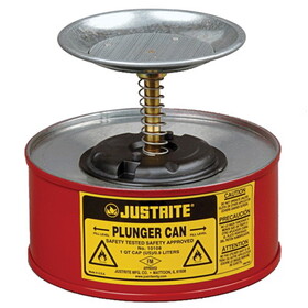 Justrite Plunger Can, Steel, 1 Qt. Red