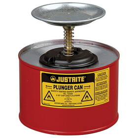 Justrite 10208 Plunger Can, Steel, 2 Qt, Red