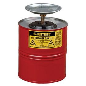 Justrite Plunger Can, Steel, 1 Gal. Red