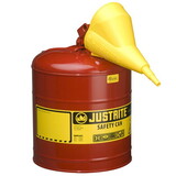 Justrite 7150110 Safety Can, 5 Gal. Red, Type 1 W/Funne