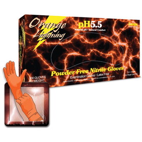 Atlantic Safety Products LGOR-S Nitrile Orange Lightning Sm 100/Bx