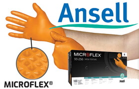 Ansell Mega Texture Orange Nitrile Large