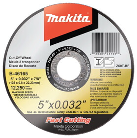 Makita MPB-46165 Cutoff Wheel 5" X .032" X 7/8" Ultrathin