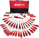 Performance Tool PTW1721 Screwdriver Set W/Pouch 100Pc