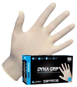 SAS Safety Corp 650-1002 Latex Glove Pf Dynagrip 7Mil Med(100/Bx
