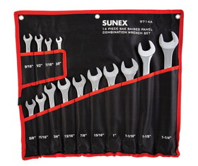 Sunex SU9714A Wrench Set 14 Pc Raised Pnl Sae Comb
