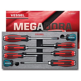 Vessel Tools Megadora Tang Thru Screwdriver Set 8 Pc