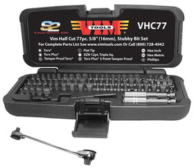 VIM Tools VHC77 Half Cut Bit 77 Pc Set, 5/8" Long Bits