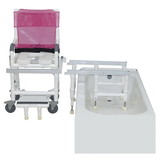 MJM International D118-5-SLIDE DELUXE ALL PURPOSE DUAL SHOWER CHAIR/TRANSFER BENCH (EXCELLENT LATERAL TRANSFER), double drop arms, 5