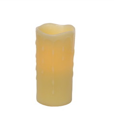 Melrose 38601DS LED Wax Dripping Pillar Candle (Set of 4) 3"Dx6"H Wax/Plastic - 2 C Batteries Not Incld.