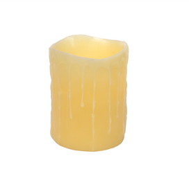 Melrose 38603DS LED Wax Dripping Pillar Candle (Set of 3) 4"Dx5"H Wax/Plastic - 2 D Batteries Not Incld.