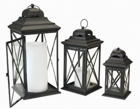 Melrose 50220DS Lantern (Set of 3) 11.75"H-22"H Iron/Glass
