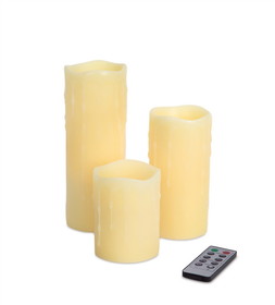 Melrose 53426DS LED Remote Dripping Candles (Set of 3) 3"Dx4"H, 6"H, 8"H Wax/Plastic
