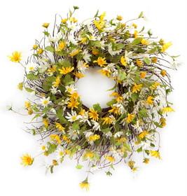 Melrose 58672DS Daisy Wreath 24"D Polyester