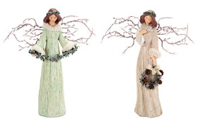 Melrose 61171DS Branch Angels (Set of 2) 15"H Paper Pulp