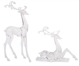 Melrose 61320DS Deer Figurines (Set of 2) 10.75"H, 17.75"H Acrylic