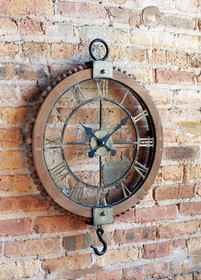 Melrose 62392DS Open Wall Clock w/Hook 21.75"Lx30"H Wood/Metal