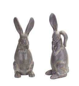 Melrose 66494DS Rabbit Figurine (Set of 2) 15.25"H, 16.25"H Cement
