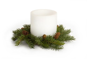 Melrose 69645DS Pine Candle Wreath (Set of 4) 13"D Plastic (fits 6" candle)