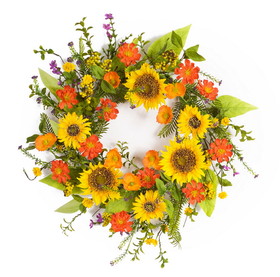 Melrose 70116DS Sunflower Wreath 22"D Polyester/Plastic