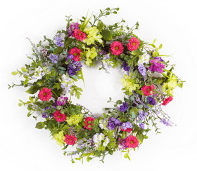 Melrose 70139DS Mixed Floral Wreath 24"D