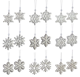 Melrose 73044DS Snowflake Ornament (2 Boxes of 18) 2.5"D Wood