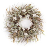 Melrose 74140DS Cotton/Leaf Wreath 28