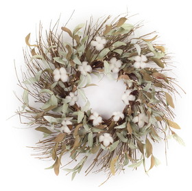Melrose 74140DS Cotton/Leaf Wreath 28"D EVA